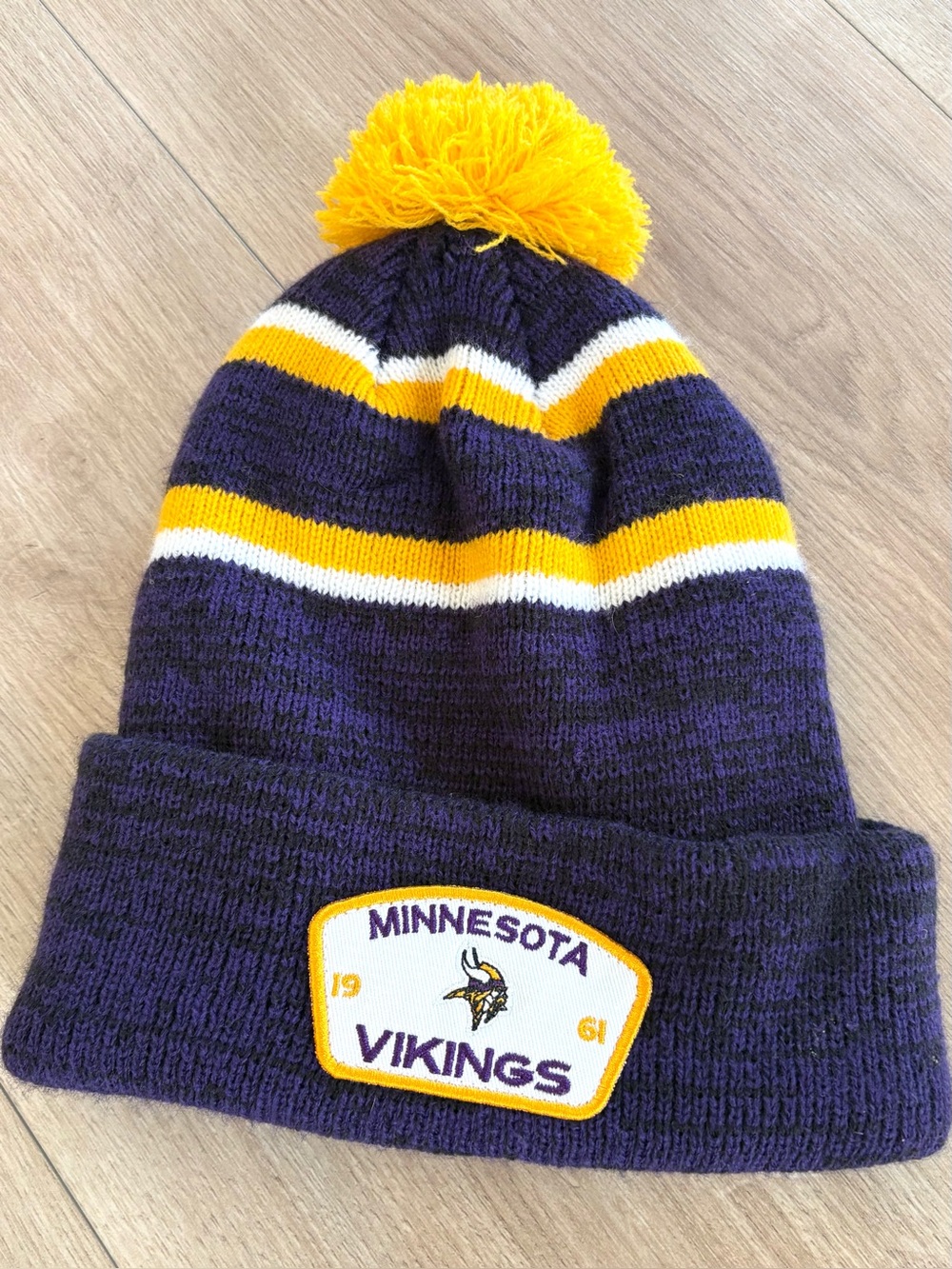 NFL Purple, Gold & White Minnesota Vikings Knit Pom Beanie